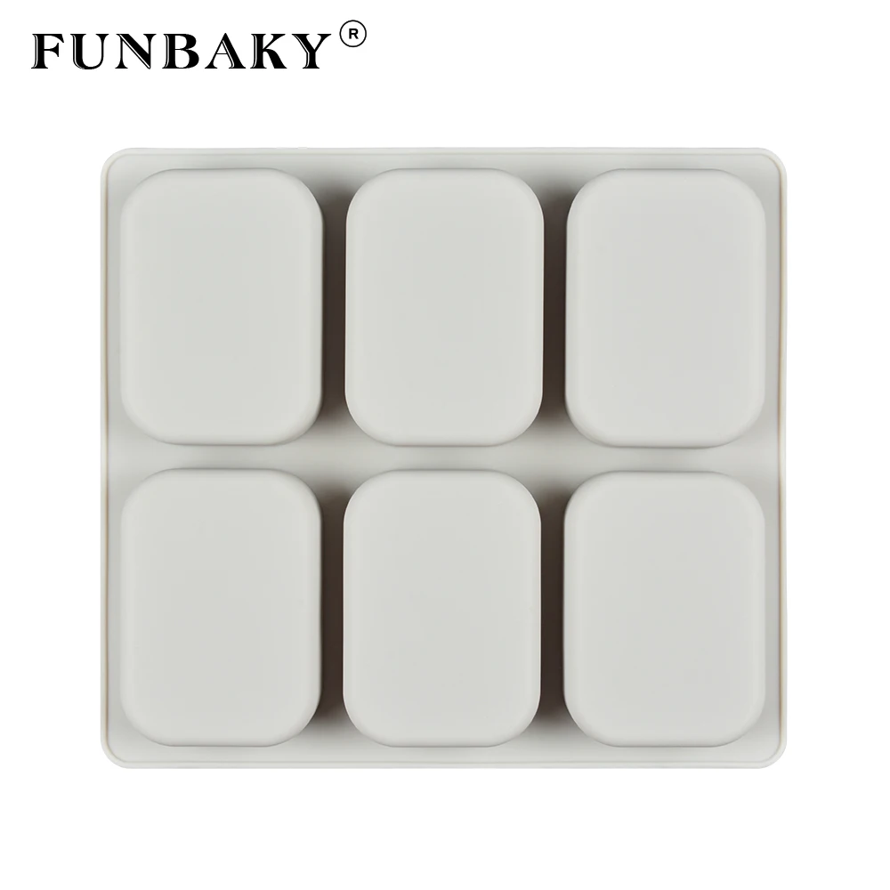 FUNBAKY 6 отверстий Большая квадратная форма силиконовые формы для мыла сделай сам