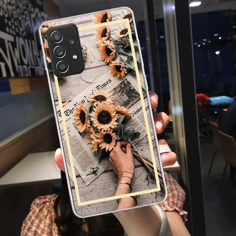 Beautiful yellow sunflower Phone Case For Samsung S22 Plus S21 Ultra S20 FE S10 Lite Galaxy S9 S8 S7 Edge F62 F52 Cover Pattern | Мобильные