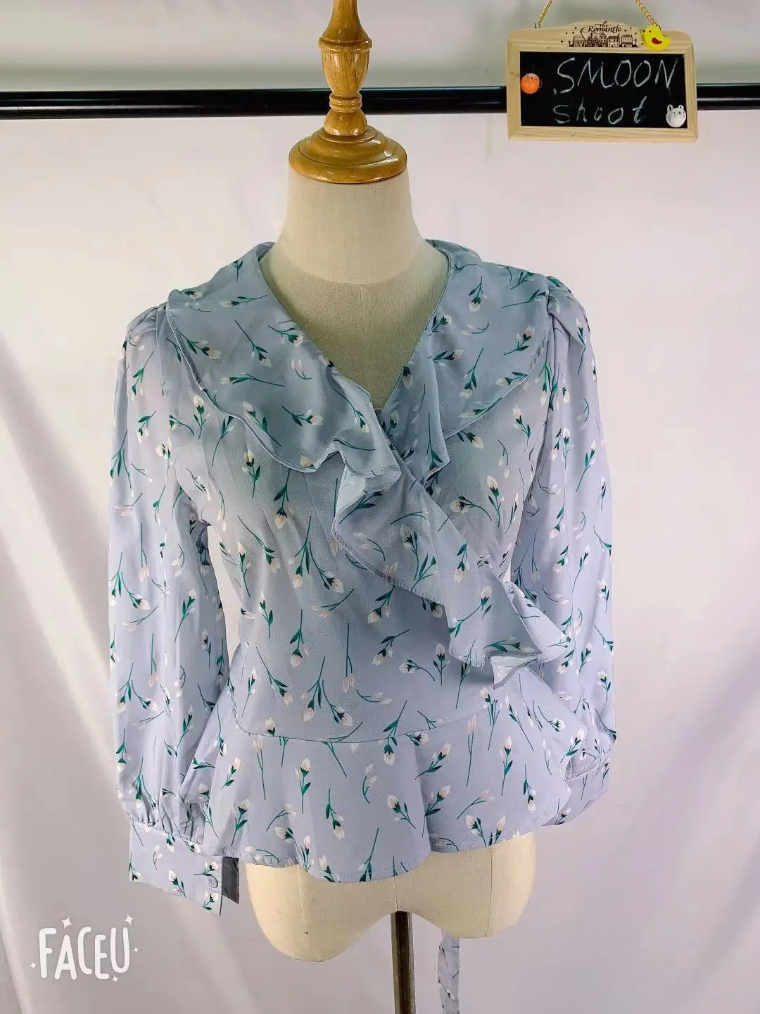 Рубашка женская в стиле оверсайз с винтажным принтом Топ длинным рукавом для