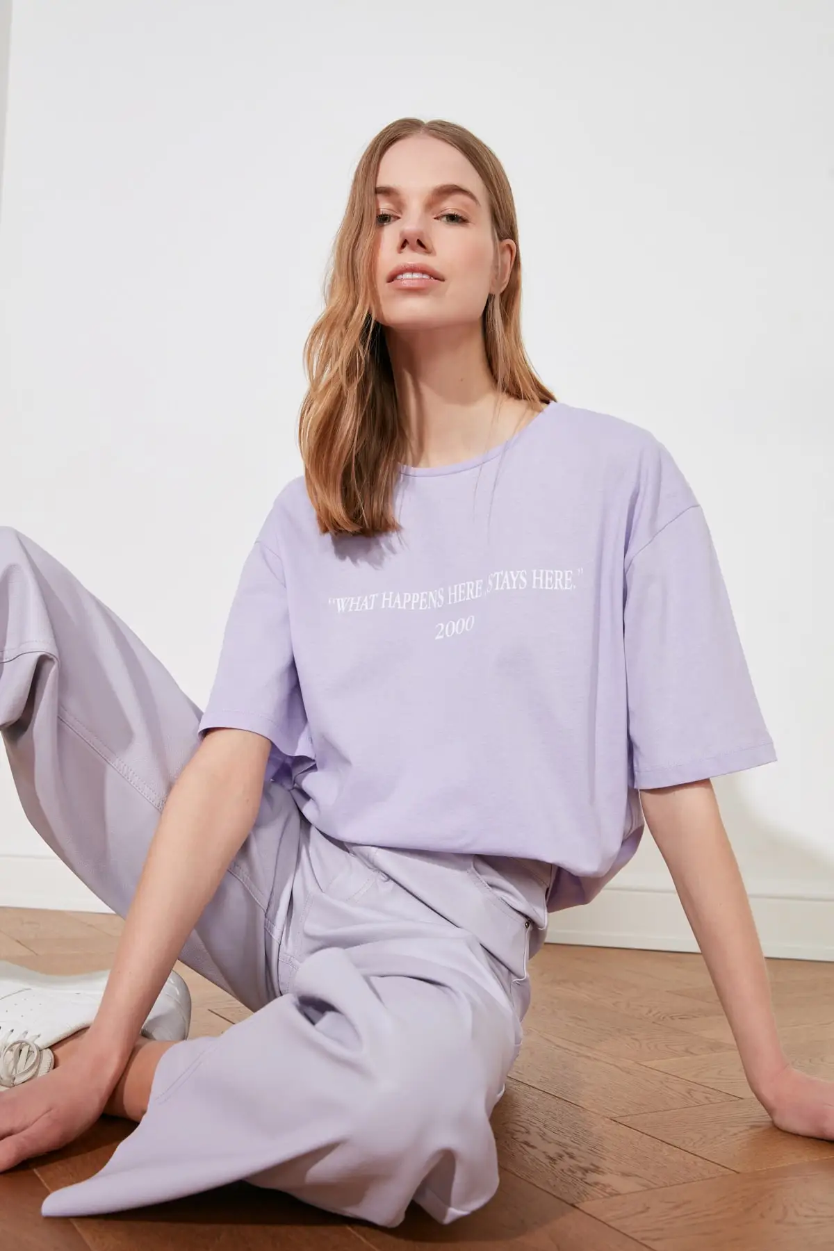 Трикотажная футболка с принтом тренда TWOSS19GH0034 весна-лето 2021 модная женская