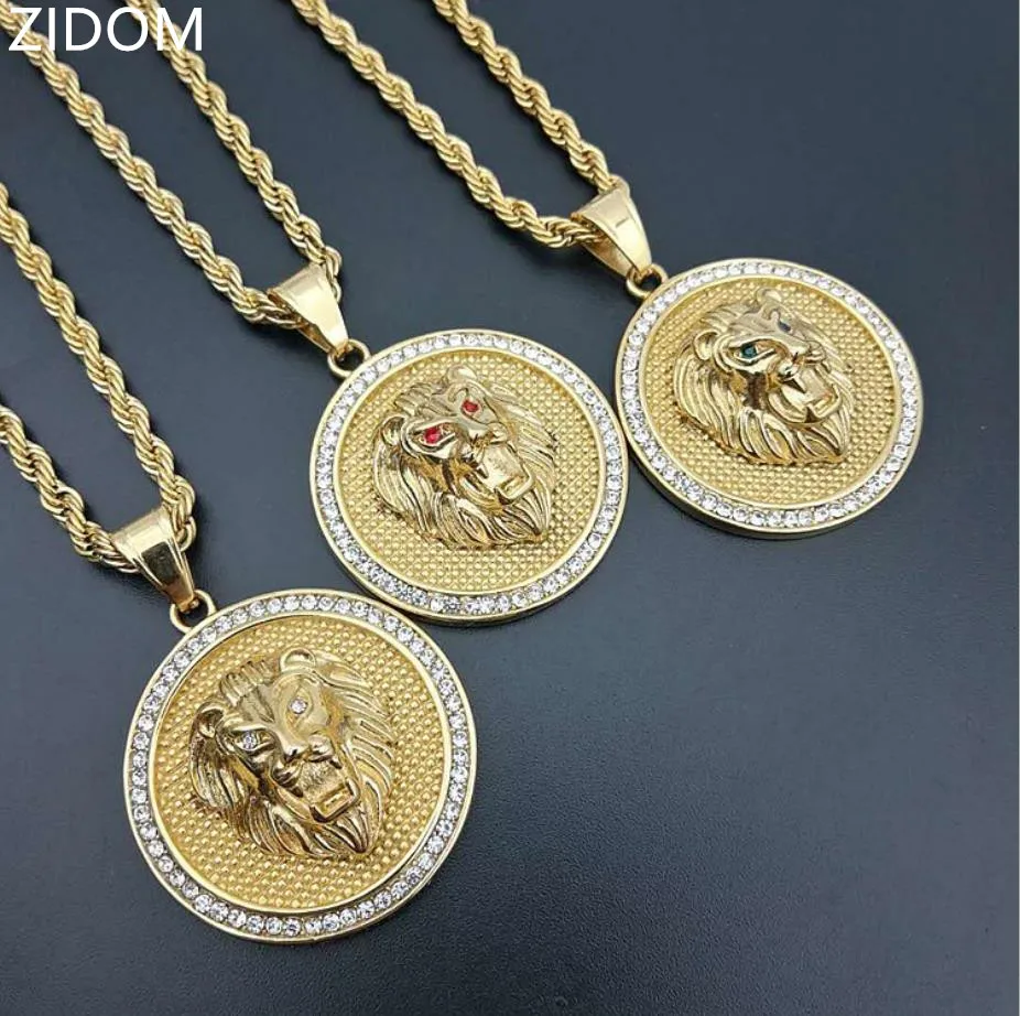 Мужские ожерелья с львиной головкой в стиле хип-хоп Модные Винтажные подвески из