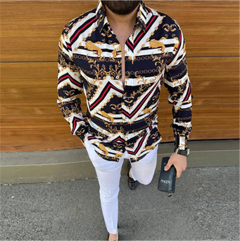 

2021 New Men's Casual Blouse Shirt Loose Tops Long Sleeve Tee Shirt Spring Autumn Casual Handsome Men Shirts