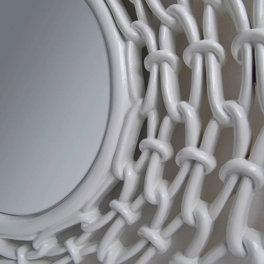 

Creative Art Deco Makeup Mirror Dresser Bedroom Bathroom PU Frame Wall Mirror Craft Photo Round Props