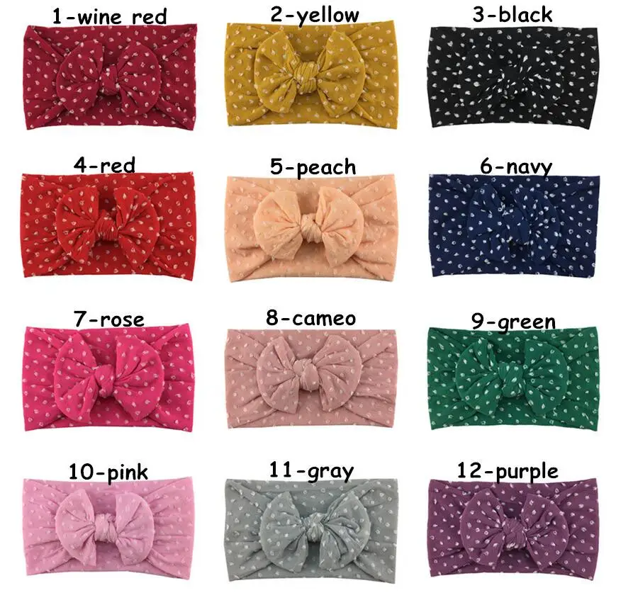 

12Pcs/lot Classical Polka Dot Wide Nylon Baby Headbands for newborn Girls Kids Headwear hair accessories 12colors