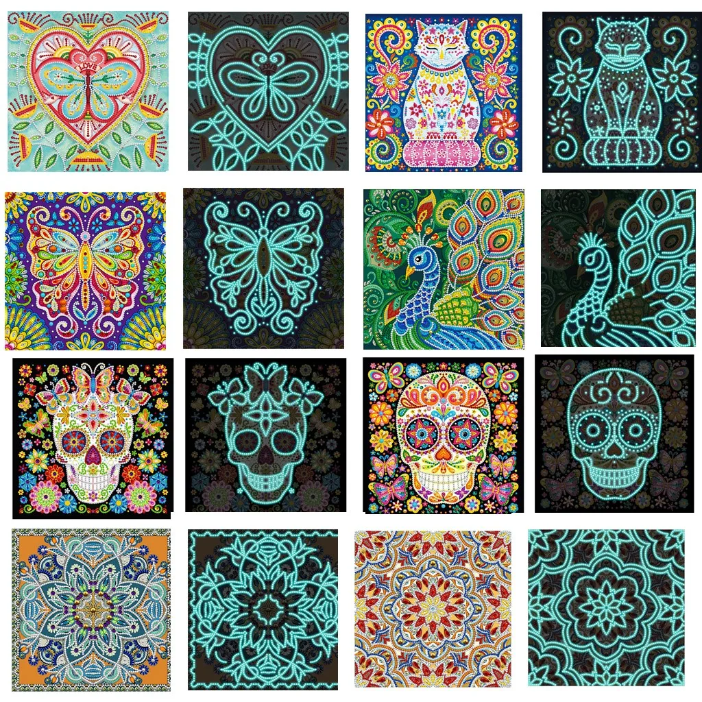 

DIY 5D Diamond Painting Kit Luminous Drill Art for Adults Crystal Rhinestone Diamond Embroidery Paintings with Diamond for Decor