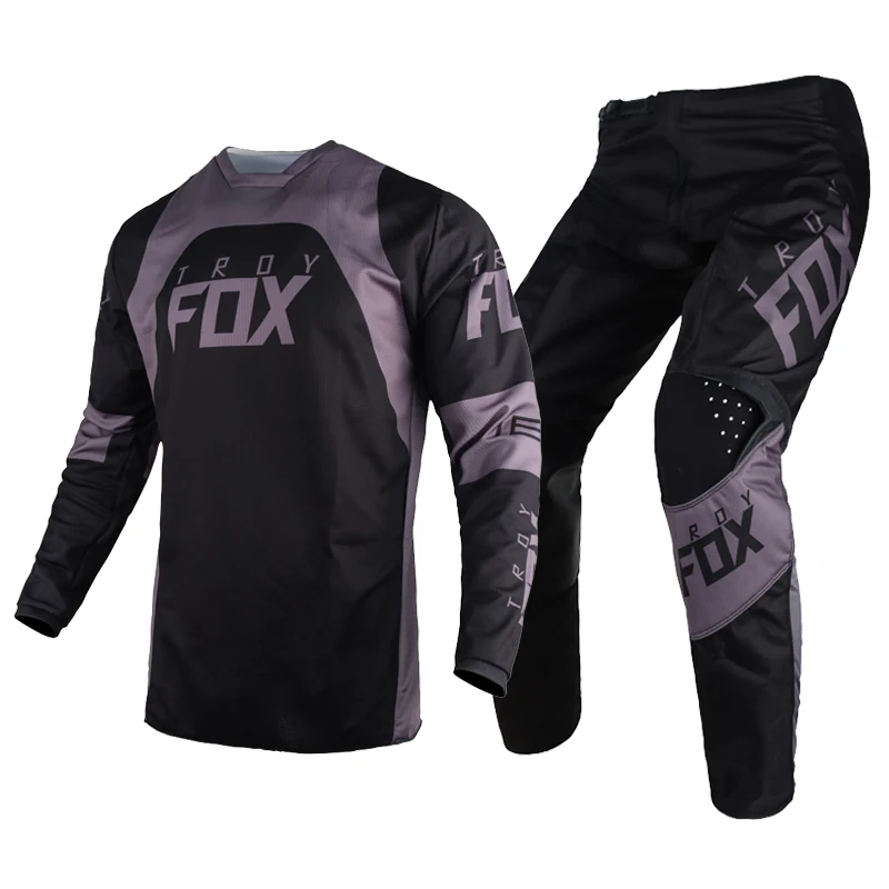 

2022 Motocross Racing Gear Set 180 Trice Lux Jersey Pants Troy Fox MX Dirt Bike Offroad Kits Street Moto Dark Grey Suit Men