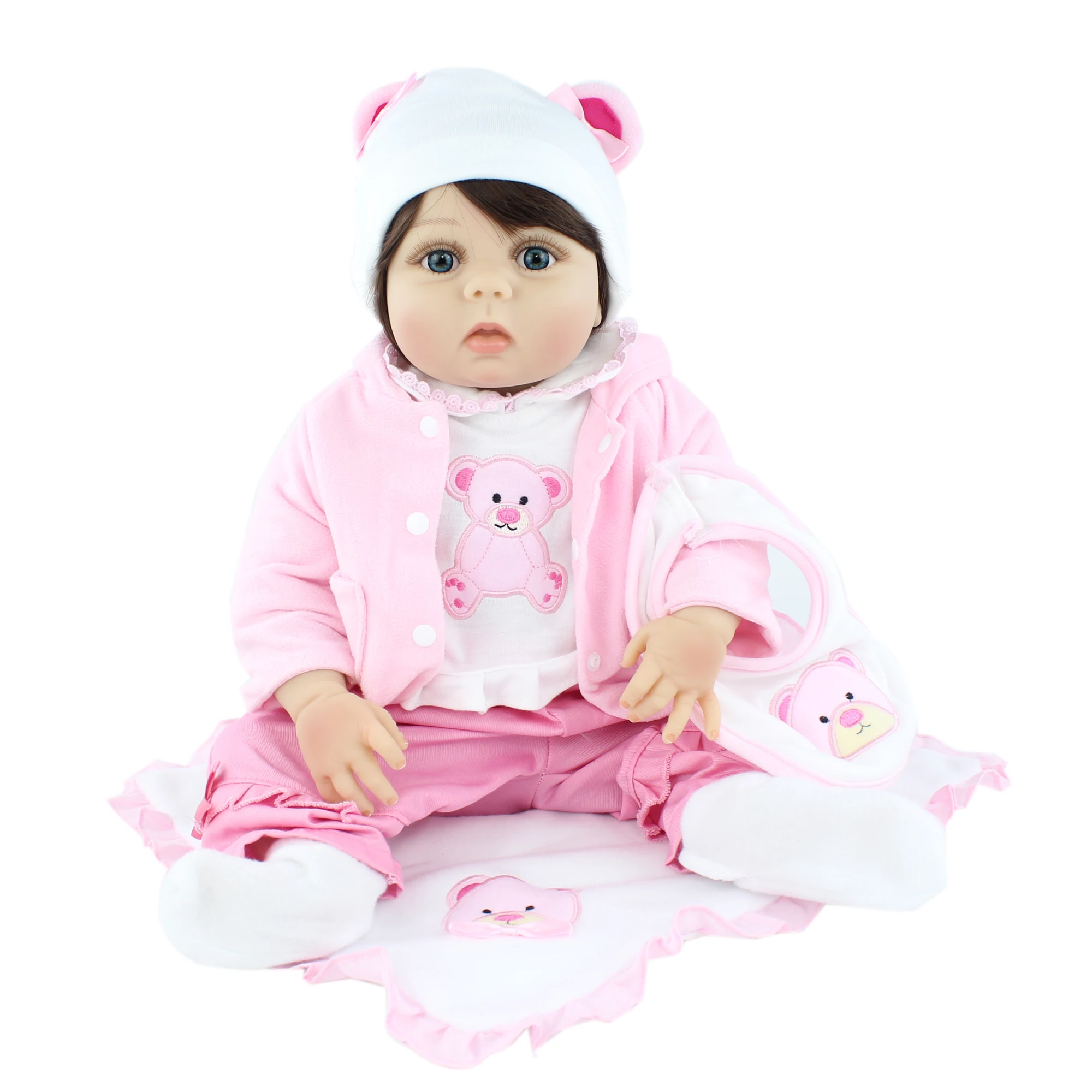 55 см полный силиконовый корпус Reborn Baby Doll для девочек мягкая виниловая