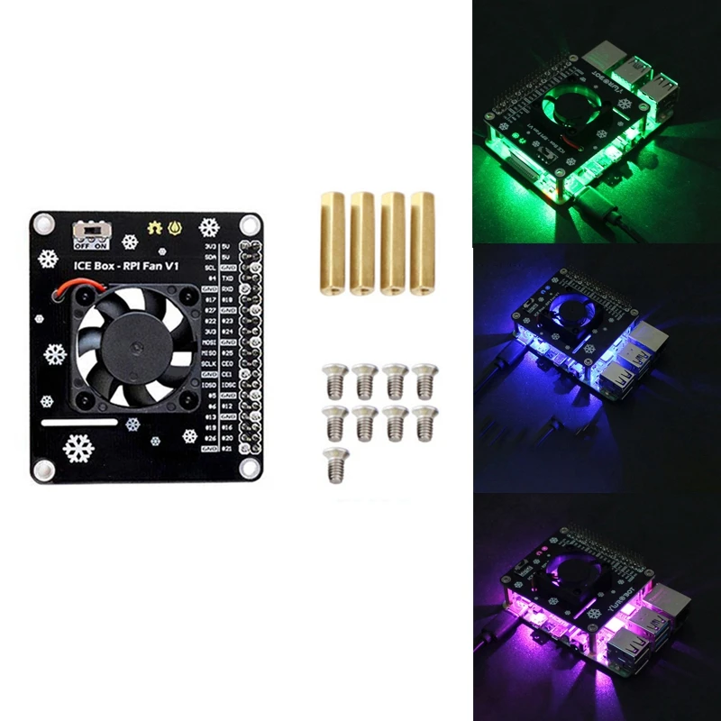 

For Raspberry Pi GPIO Cooling Fan Expansion Board with LED Compatible for Raspberry Pi 4B/3B+/3B