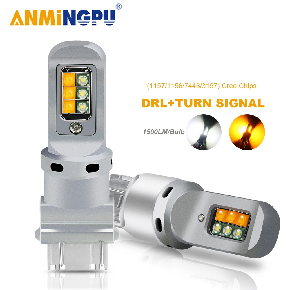

ANMINGPU 2x Signal Lamp T25 Led 3157 P27/7W T20 7443 W21/5W 1157 1156 LED Bulb BA15S BAU15S Turn Signal DRL Light CREE 1500LM