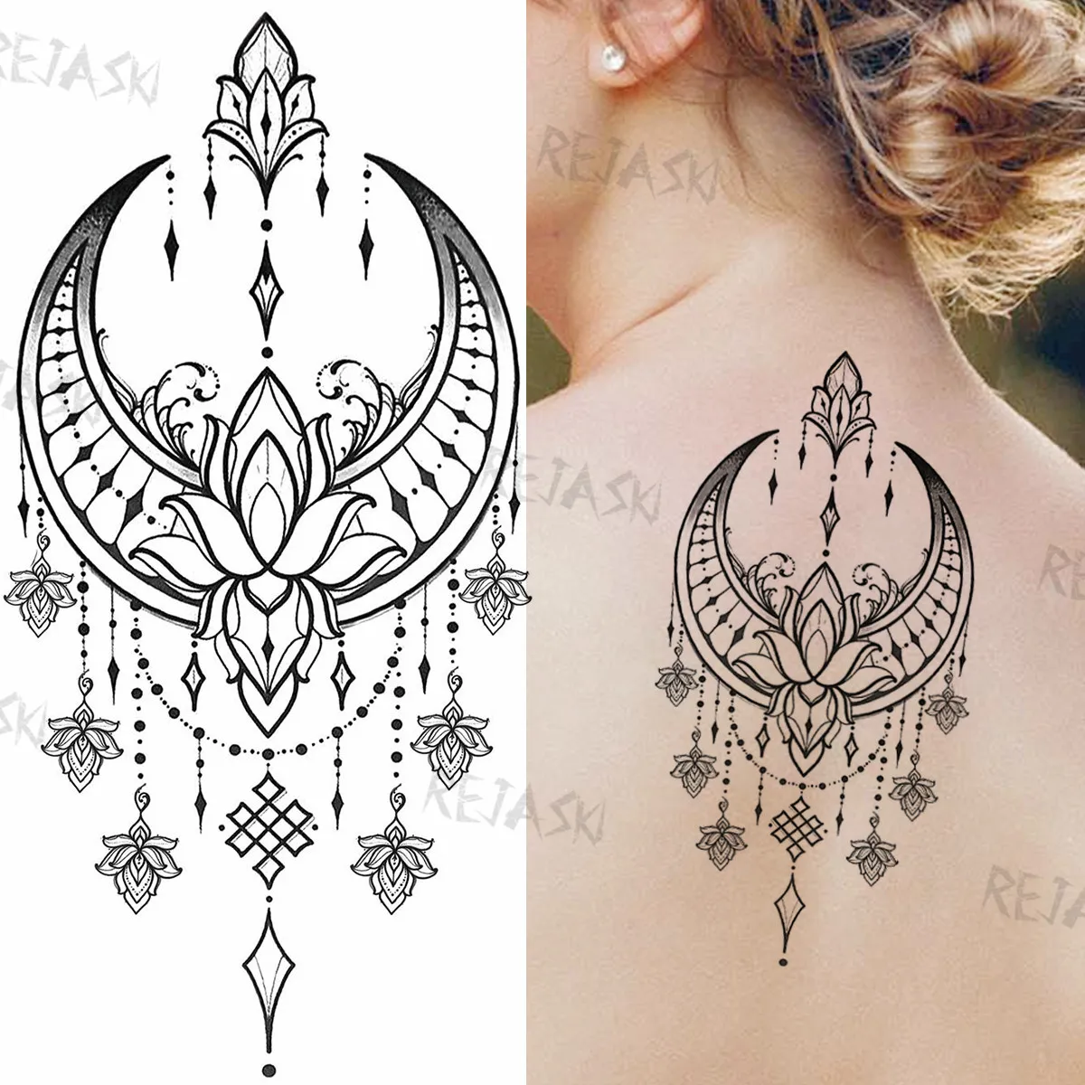 

Beauty Black Dahlia Temporary Tattoos For Women Girls Pendant Snake Flora Henna Waterproof Fake Tattoo Sticker Arm Body Tatoos