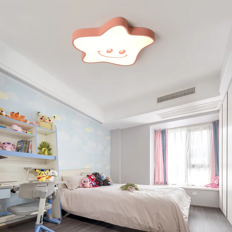 Pink Star Moon Bedroom Ceiling Light Lighting Fixture Modern Child Baby Kids Children's Room Led Lights For Home | Освещение