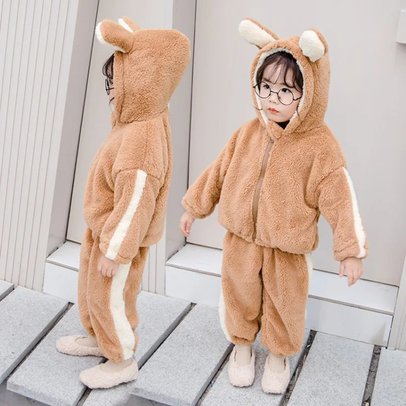 CROAL CHERIE Fashion Fleece Kids Boys Girls Clothes Sets Autumn Winter Baby Children's Clothing Velvet Coat + Pants | Детская одежда