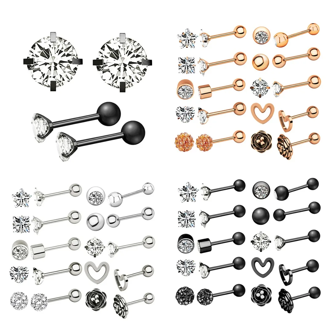 Кольцо штанга для пирсинга ювелирное изделие из нержавеющей стали с кристаллами