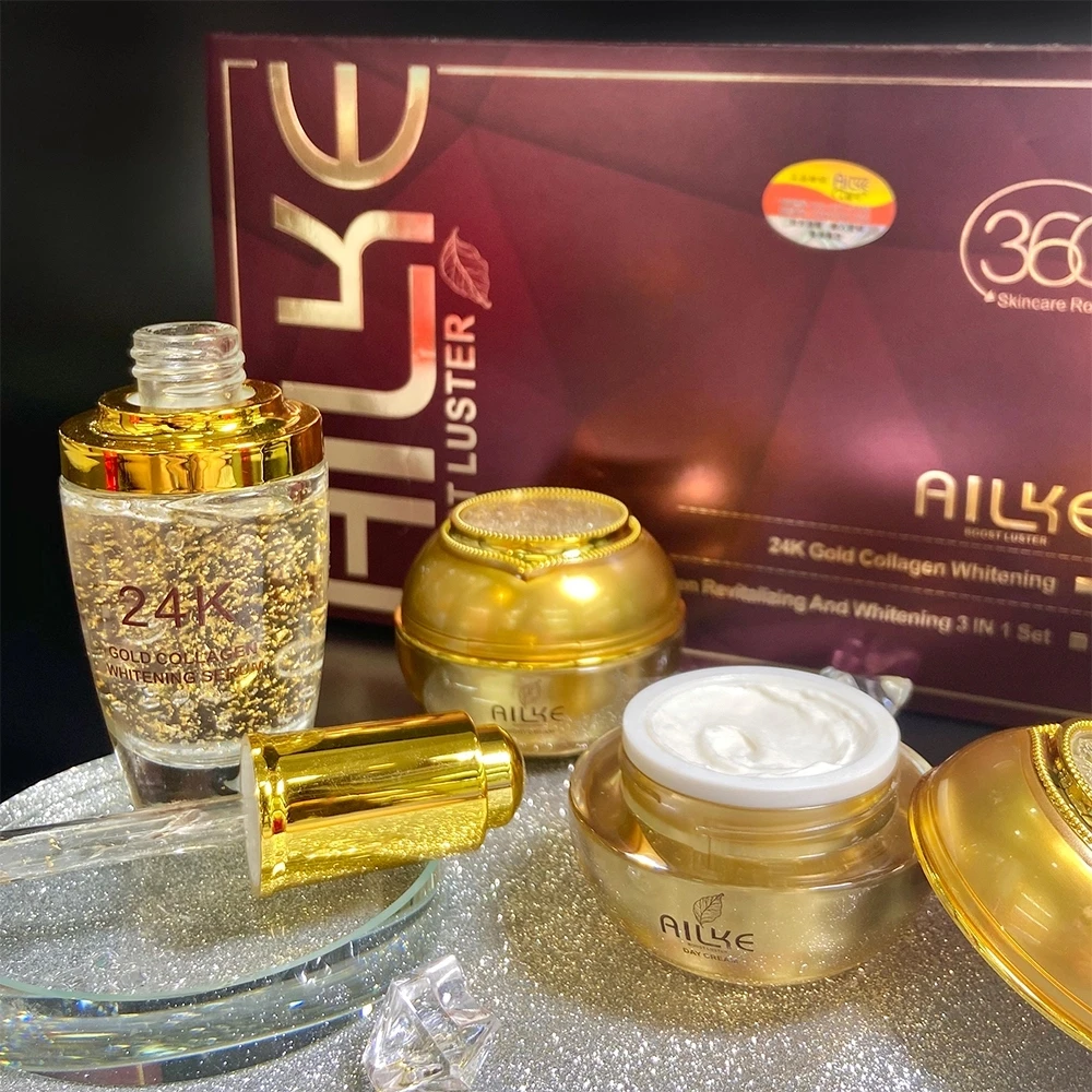 AILKE 24K gold facial essence glycerin liquid toner face skin cream whitening vitamin c brightening moisturizing beauty sets