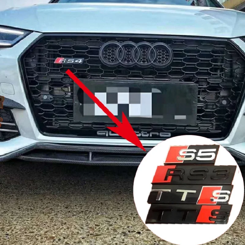 S RS LOGO Car Grille Sticker Badge Decoration Honeycomb Net Accessories For Audi A3 A4L A4 A5 A6 S3 S6 S5 S8 RS3 RS5 Q7 Q3 TT Q5 |