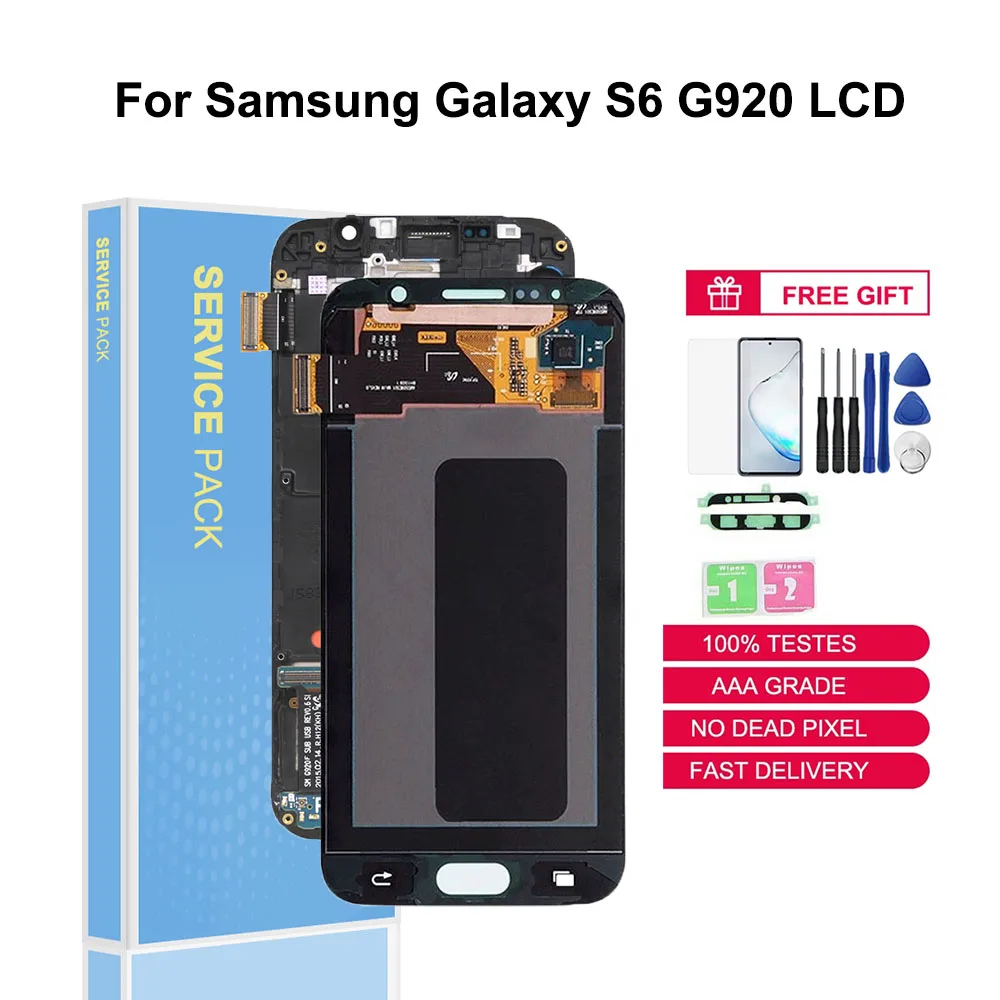 

Original 5.1" LCD For Samsung Galaxy S6 G920 G920i G920F G9208 prime touch panel Super AMOLED Replacement Touch Screen