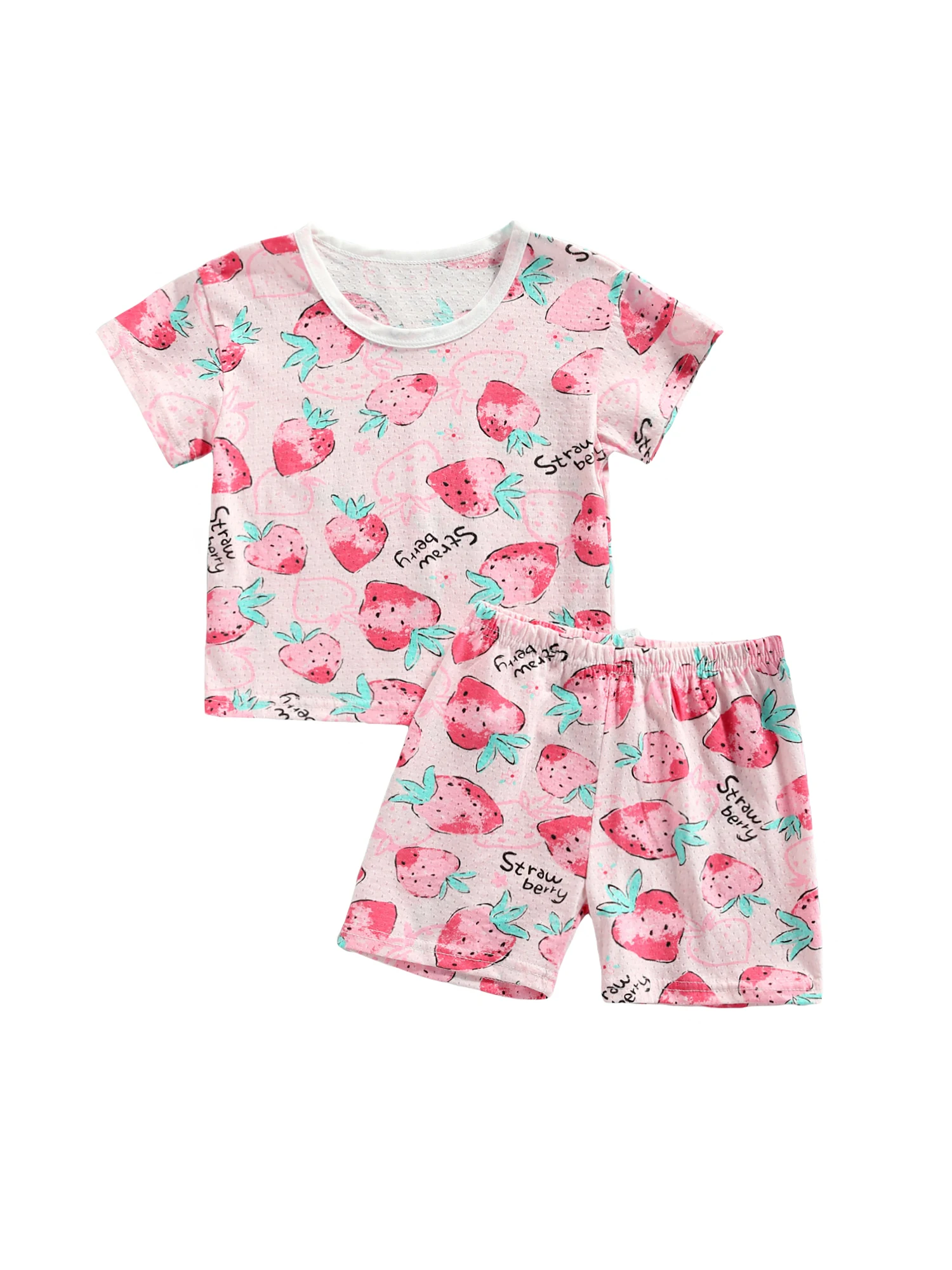 

New Toddlers Breathable Leisure Wear Little Boys Girls Cartoon Flower/Crocodile Printing Short Sleeve Round Collar Tops + Shorts