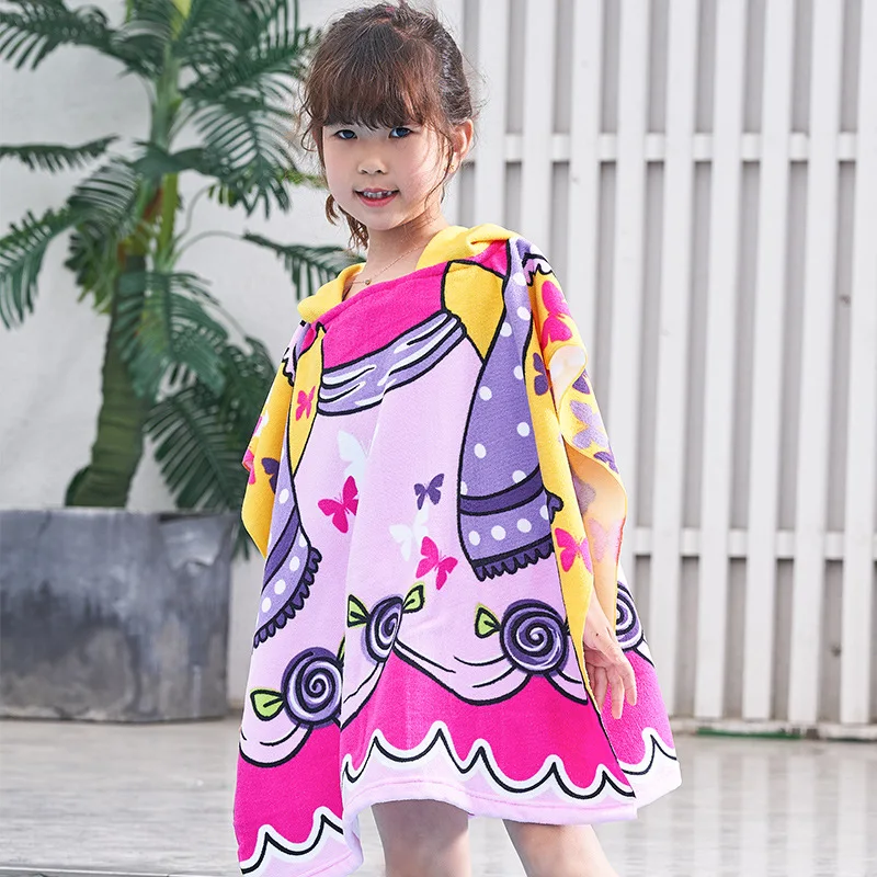 

Hooded children's beach towel cartoon printing bathroom beach large size can wear absorbent children's Cape bath towel