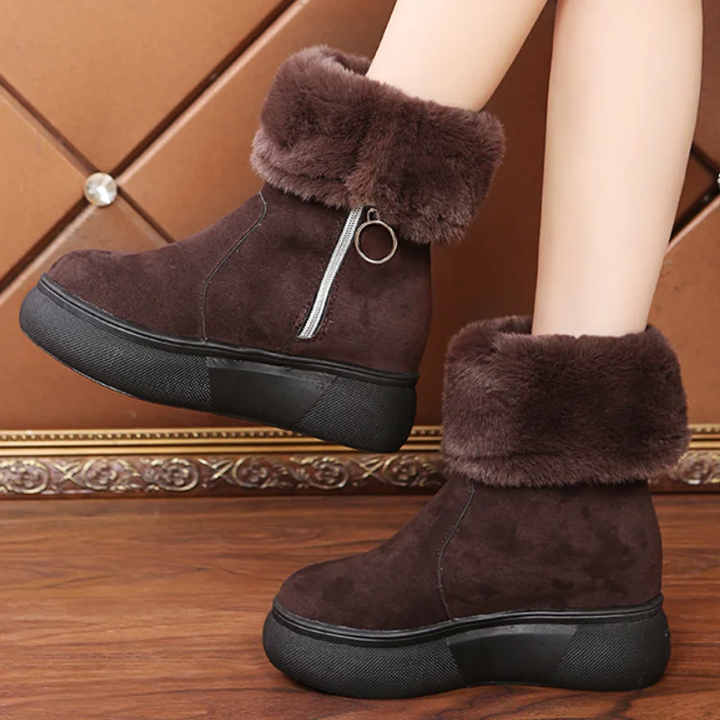 

2022 Winter New Fashion Platform Women's Snow Ankle Boots Side Zipper Round Head Soft Comfortable Women's Chelsea Casual Boots