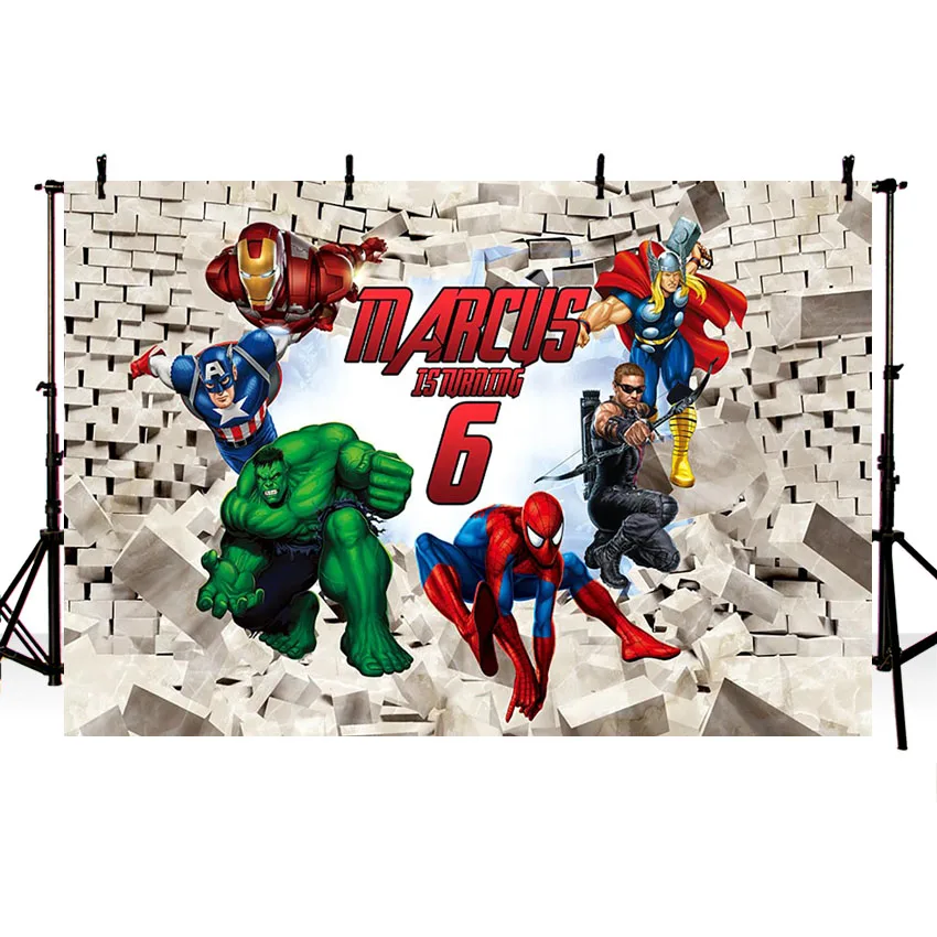 Comics Superhero Avengers Iron Man Photography Backdrop children show Birthday Photo customized Banner Prop Studio Backdrop