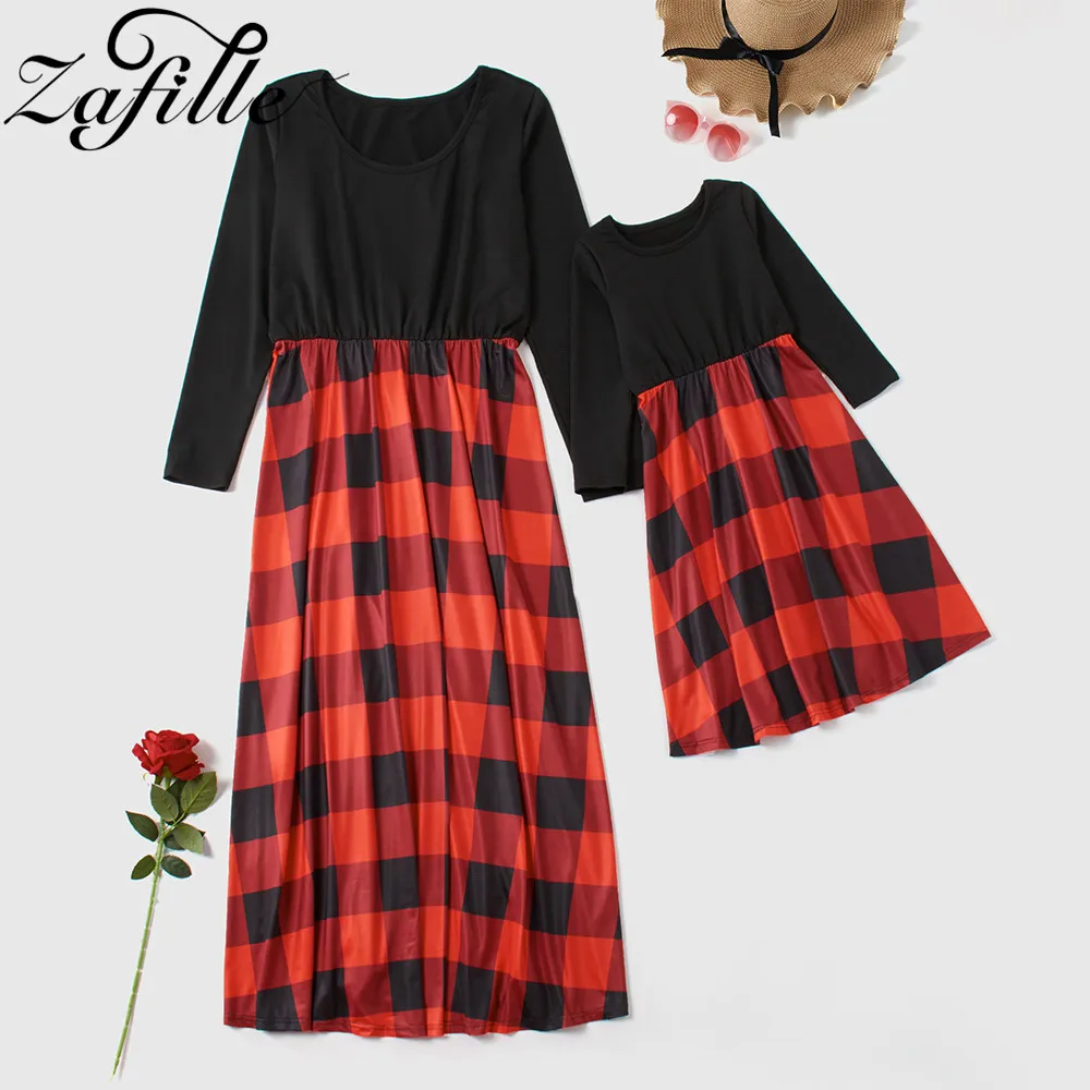 ZAFILLE Mother and Daughter Clothes Plaid Mom and Daughter Dress Mother Kids Mommy and me Clothes Family Christmas Clothes