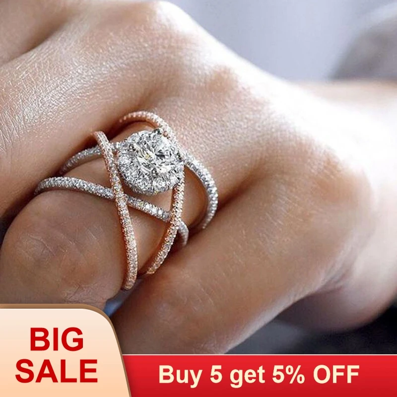 Роскошные серебряные цветные Романтические кольца CZ с большим белым огненным