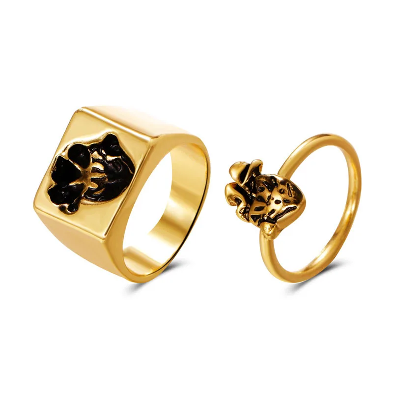 

Vintage Simple Combination Heart Rings For Women Girls Gothic Jewelry 2PCS Punk Gold Silver Color Couple Ring Set Creative Gifts