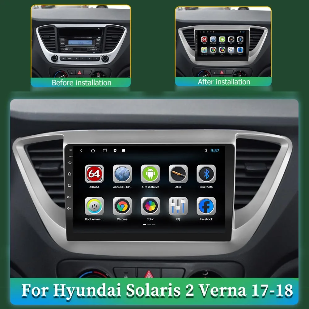 Автомагнитола для Hyundai Solaris 2 2017 2018 Android 10 0 мультимедийный проигрыватель с