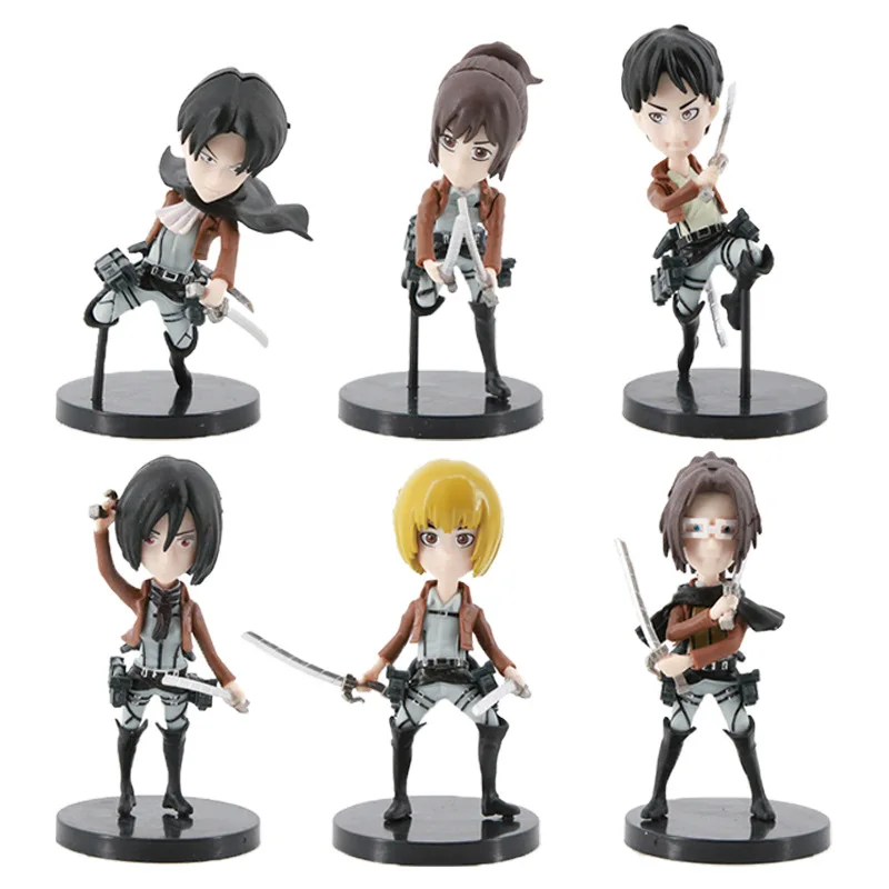 

6Pcs/Set 9cm Cartoon Attack on Titan PVC Toy Anime Figurine Action Figure Model Dolls Decoration For Kids Birthday Gifts