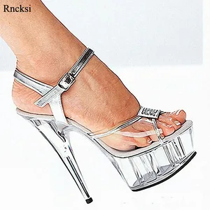 Rncksi Fashion Sexy transparent waterproof platform 15cm high-heeled Strap sandals for spring and summer Party Dance Party Shoes