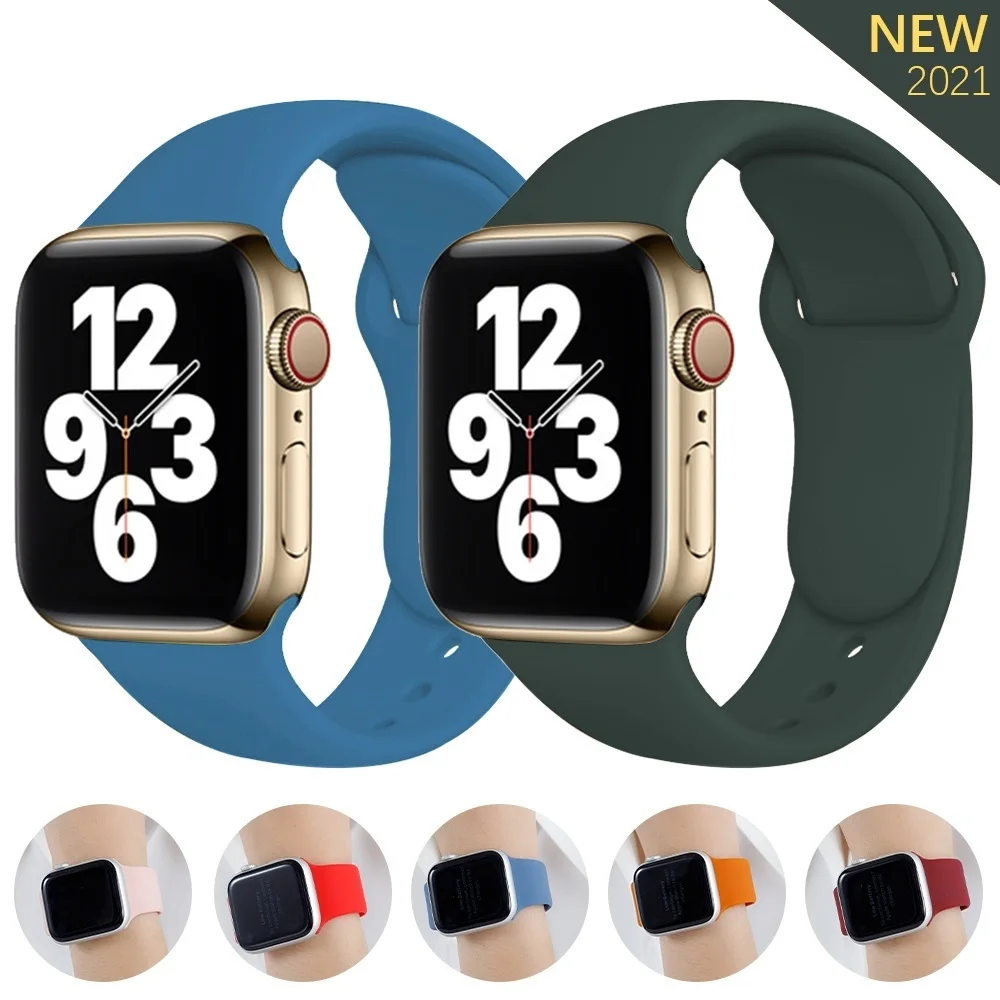 

Sports silicone Strap For Apple Watch 6 Series SE 5 4 3 2 1 44MM 40MM Rubber Watch band Strap for iWatch 42MM 38MM Bracelet