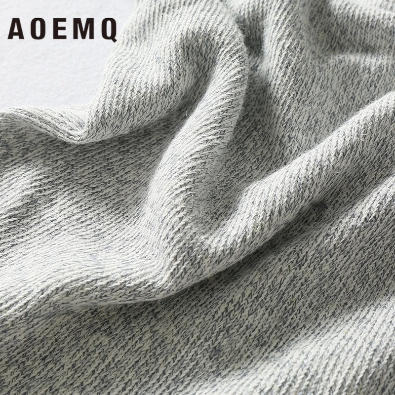 AOEMQ Fashion Sweater Gray Solid Color Men Pullovers Sweaters O-Neck Collar Homewear Casual Winter Men's Clothing | Женская одежда