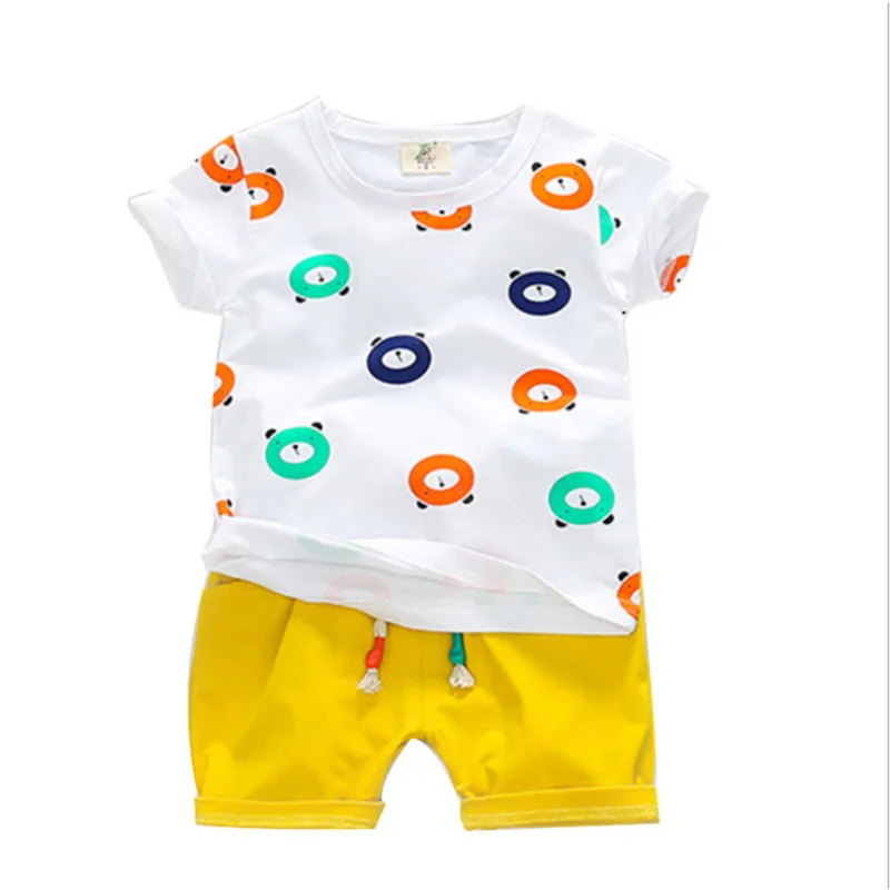 

New Summer Children Casual Clothing Baby Boys Girls Print T Shirt Shorts 2Pcs/sets Kids Infant Fashion Clothes Toddler Tracksuit