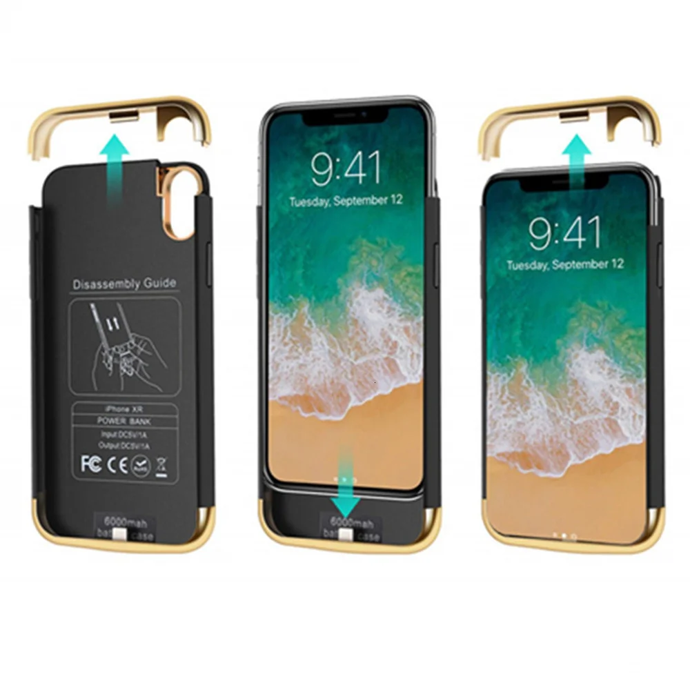 Чехол для аккумулятора iPhone X XS Max XR 6000 мАч чехол внешнего тонкое зарядное