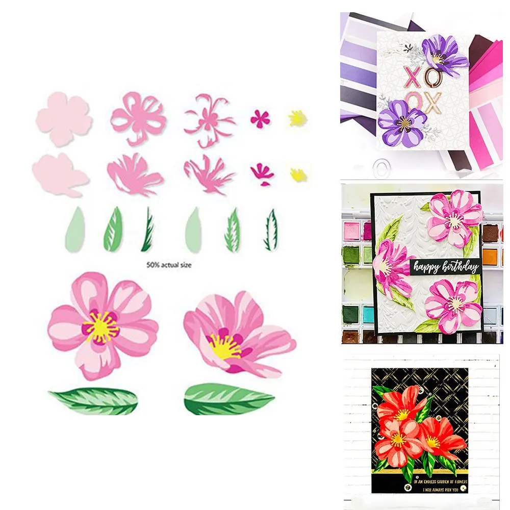 

Blooming Petals Spring Plant Metal Cutting Dies Scrapbook Diary Decoration Stencil Embossing Template DIY Greeting Card Albums