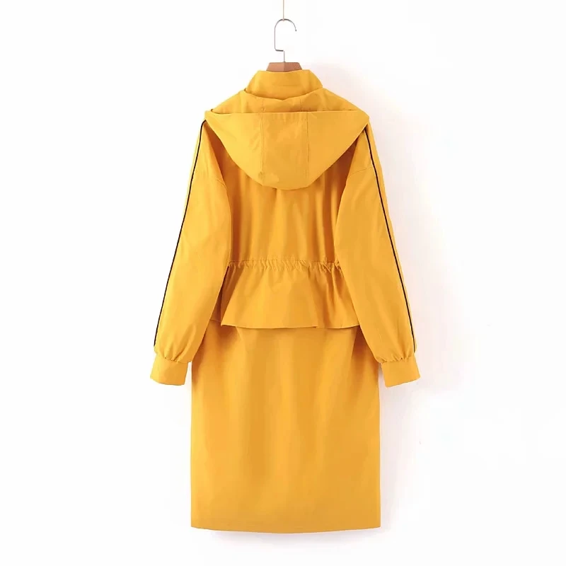Элегантный женский желтый тренчкот Осень-зима 2019 модная женская ветровка с