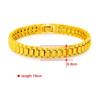 fashion 24k gold bracelet 8mm strap shaped bracelet for women mens jewelry gifts jh099
