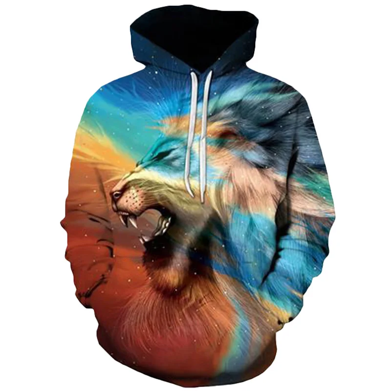 2019 Объёмный рисунок (3D-принт) Лев забавные толстовки с капюшоном для мужчин и