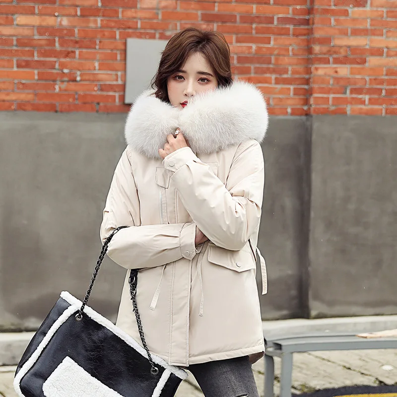 Женская зимняя короткая куртка с капюшоном из искусственного меха|Женские парки|
