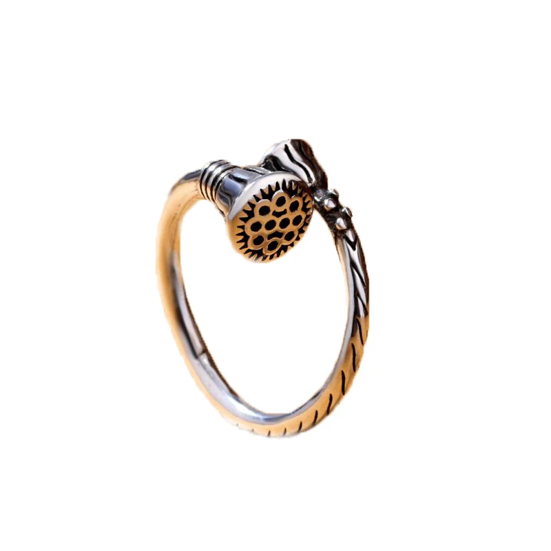 

925 Sterling Silver Lotus Flower Ring Temperament Open Fing For Women Thailand Handmade Silver Jewelry Accessories
