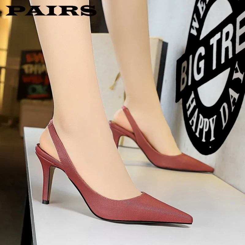 

Women Heels High Quality Shallow Pointy Toe Ladies Shoes Classical Gladiator Sexy Stilettos Woman High Heel Red Dress Shoes