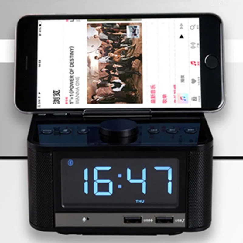 Bluetooth speaker 4.2 and FM radio control wireless alarm clock bass direct charging through USB MP3 player TF |
