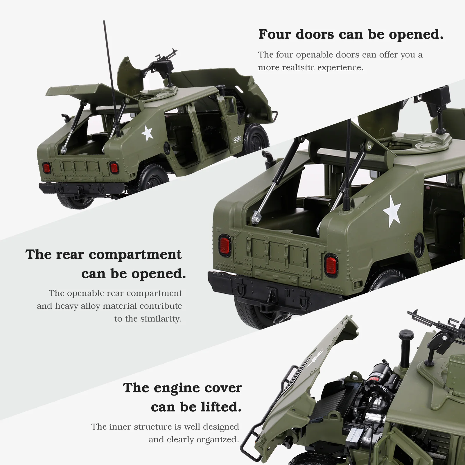 Новый KDW 1/18 масштабная модель автомобиля металла Военная Униформа