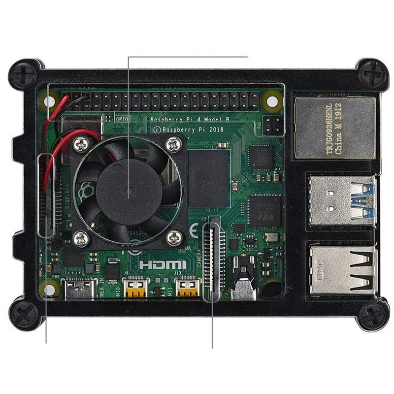 Акриловый прозрачный/прозрачный и черный чехол для Raspberry Pi 4 Модель B с