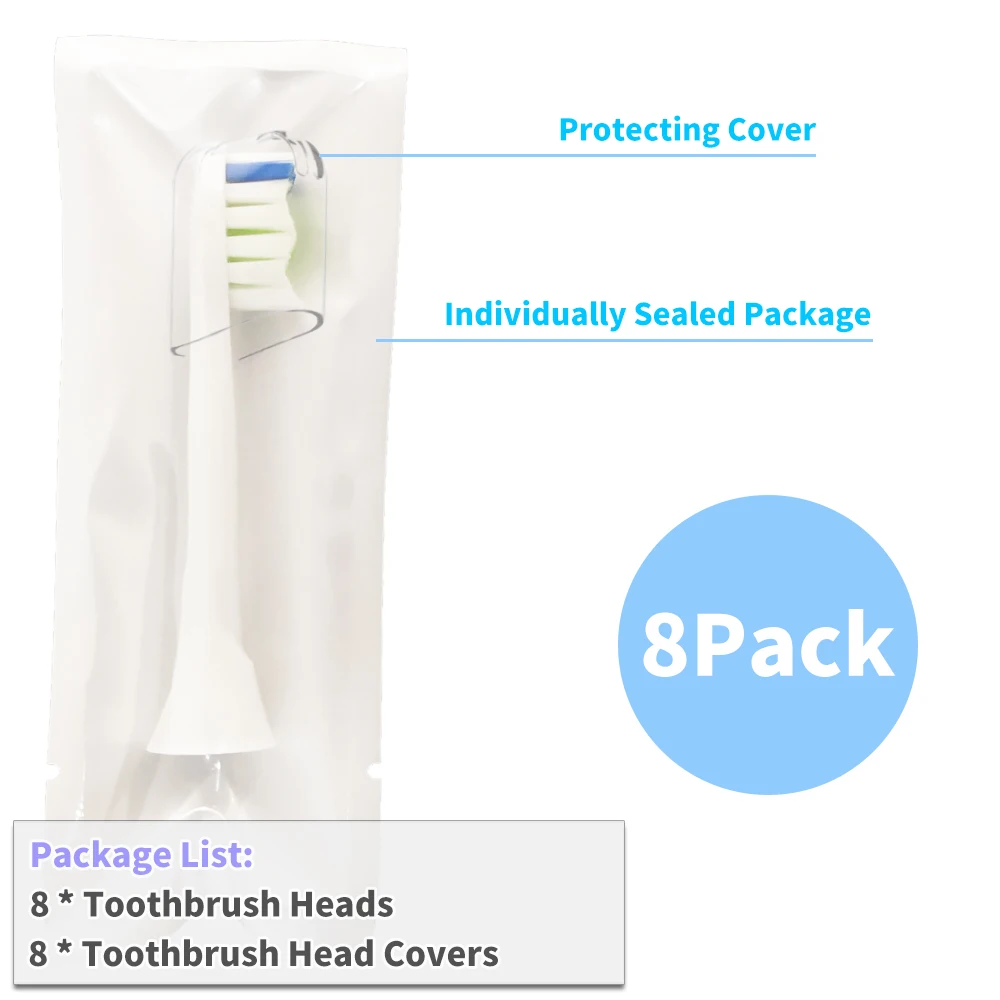 Насадки для зубных щеток 8 шт. многоразовые Защитные чехлы Philips Sonicare насадки