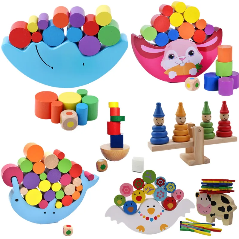 

Baby Early Learning Toy Wood Moon Balancing Educational Toys Building Blocks Kids Children Balancing Toy Wooden Toys Balancing B