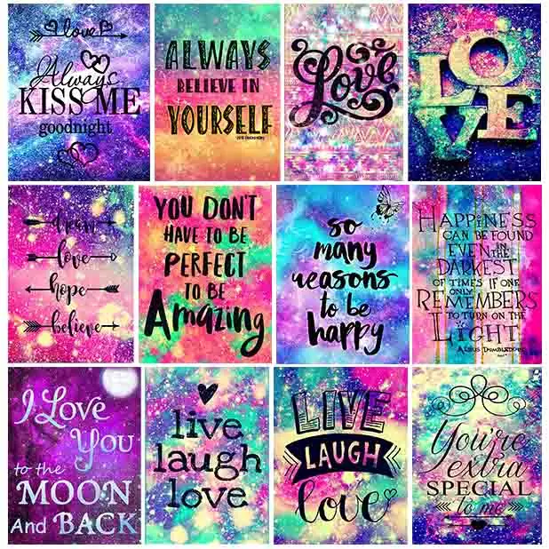 

5D Diamond Painting Encourage Phrase Words Colored Text Full Drill Cross Stitch Crystal Art Mosaic Diamond Embroidery Paintings