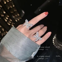cute butterfly ring with big bling zircon stone for women wedding engagement fashion jewelry 2021 new