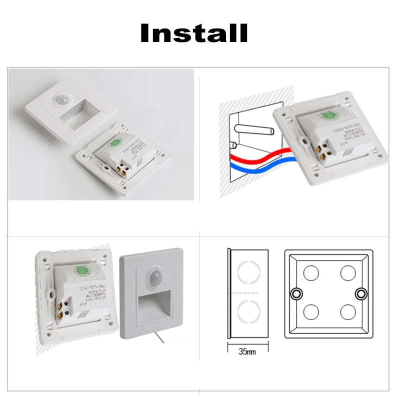 

10pcs AC 220V 86X86 type panel embedded motion sensor LED night light corridor stairs aisle atmosphere lamp