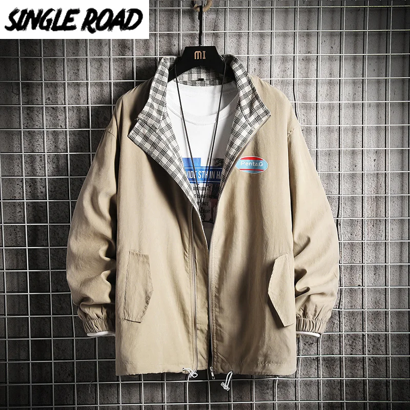 Мужская однодорожная куртка осенняя 2020 цвет хаки ветровка пальто в Корейском
